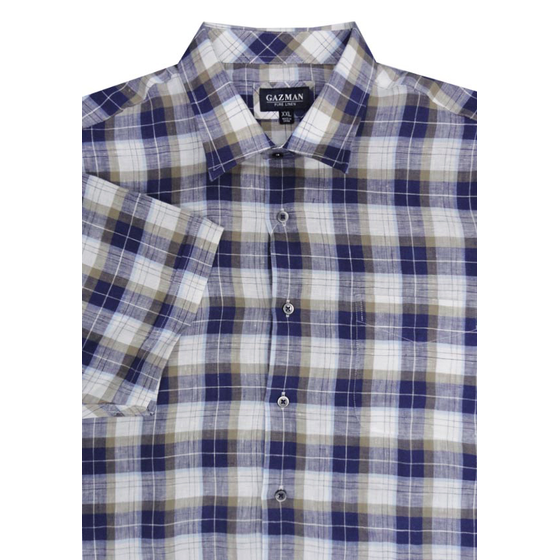N3 GAZMAN SSHS13009 LINEN CHECK SS