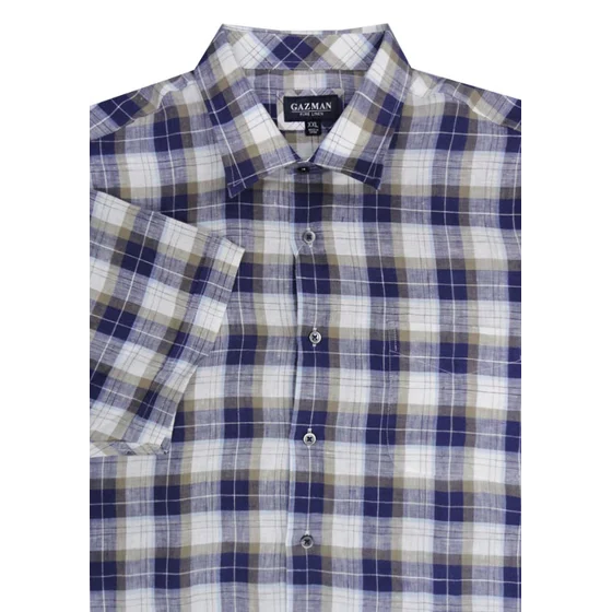 N3 GAZMAN SSHS13009 LINEN CHECK SS