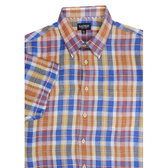 N3 GAZ MAN SSHS13084 CHECK LINEN SS