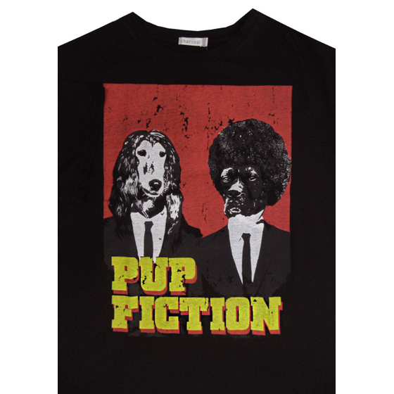 24 CHARCOAL KS13079 PUP FICTION TSHIRT