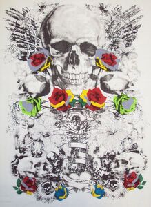 21 CHARCOAL KS10113  SKULL ROSE TSHIRT