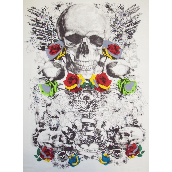 21 CHARCOAL KS10113  SKULL ROSE TSHIRT