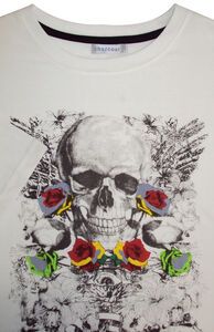21 CHARCOAL KS10113  SKULL ROSE TSHIRT