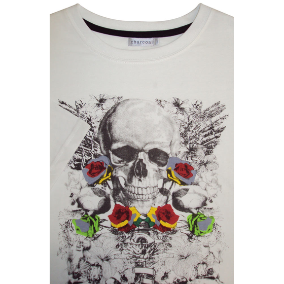 21 CHARCOAL KS10113  SKULL ROSE TSHIRT