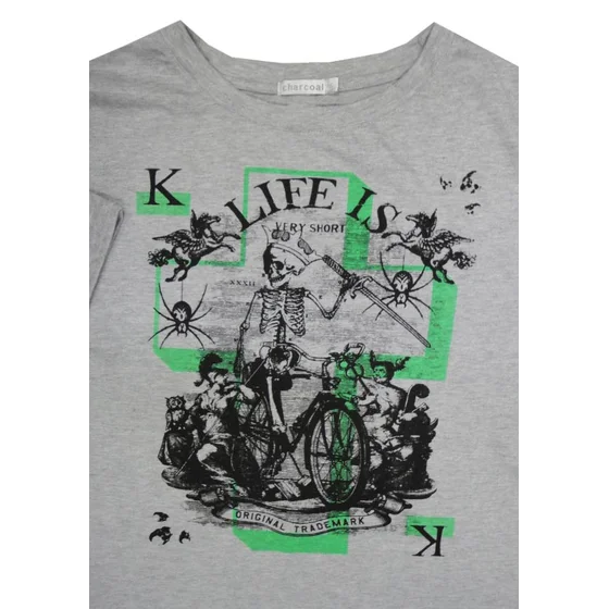 83 CHARCOAL KS13048 SKELATON BIKE TSHIRT